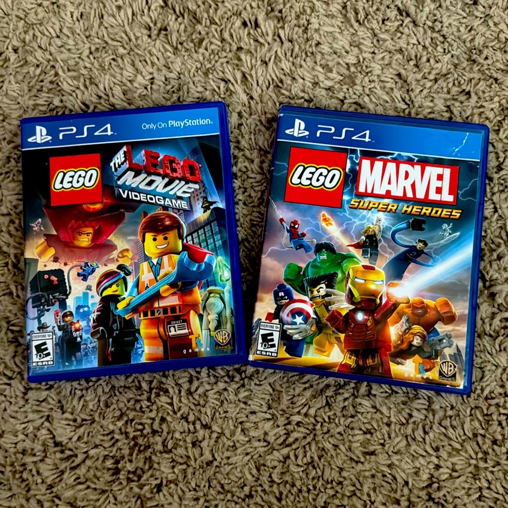 PS4 Lego Movie Video Game & PS4 Lego Marvel Super Heroes Game, Like New